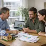 Défiscalisation immobilière verte : quels dispositifs activent réellement vos économies d'impôts Couple et conseiller examinant plans et maquette